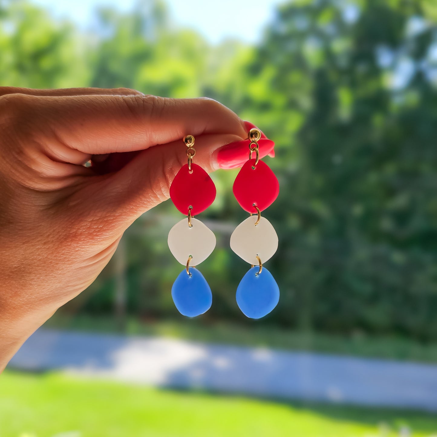 RWB Faux Sea Glass Dangles