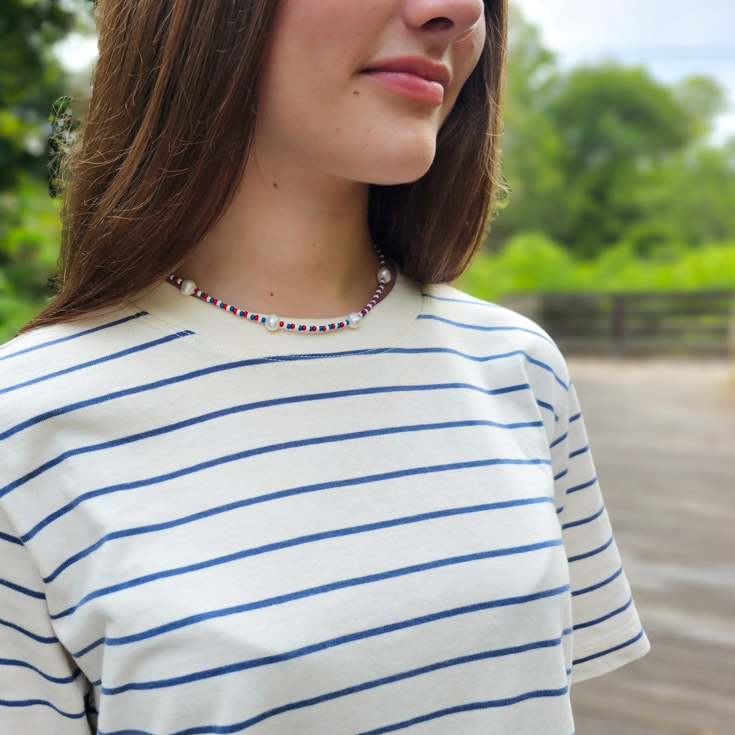 RWB with pearl accents Necklace