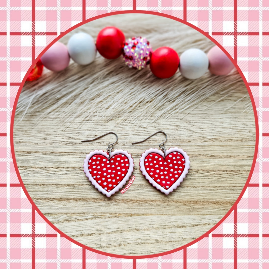 Polka Dot Heart Dangle