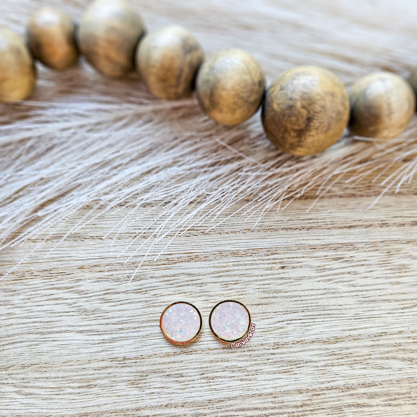 Gold Framed Faux Opal Stud