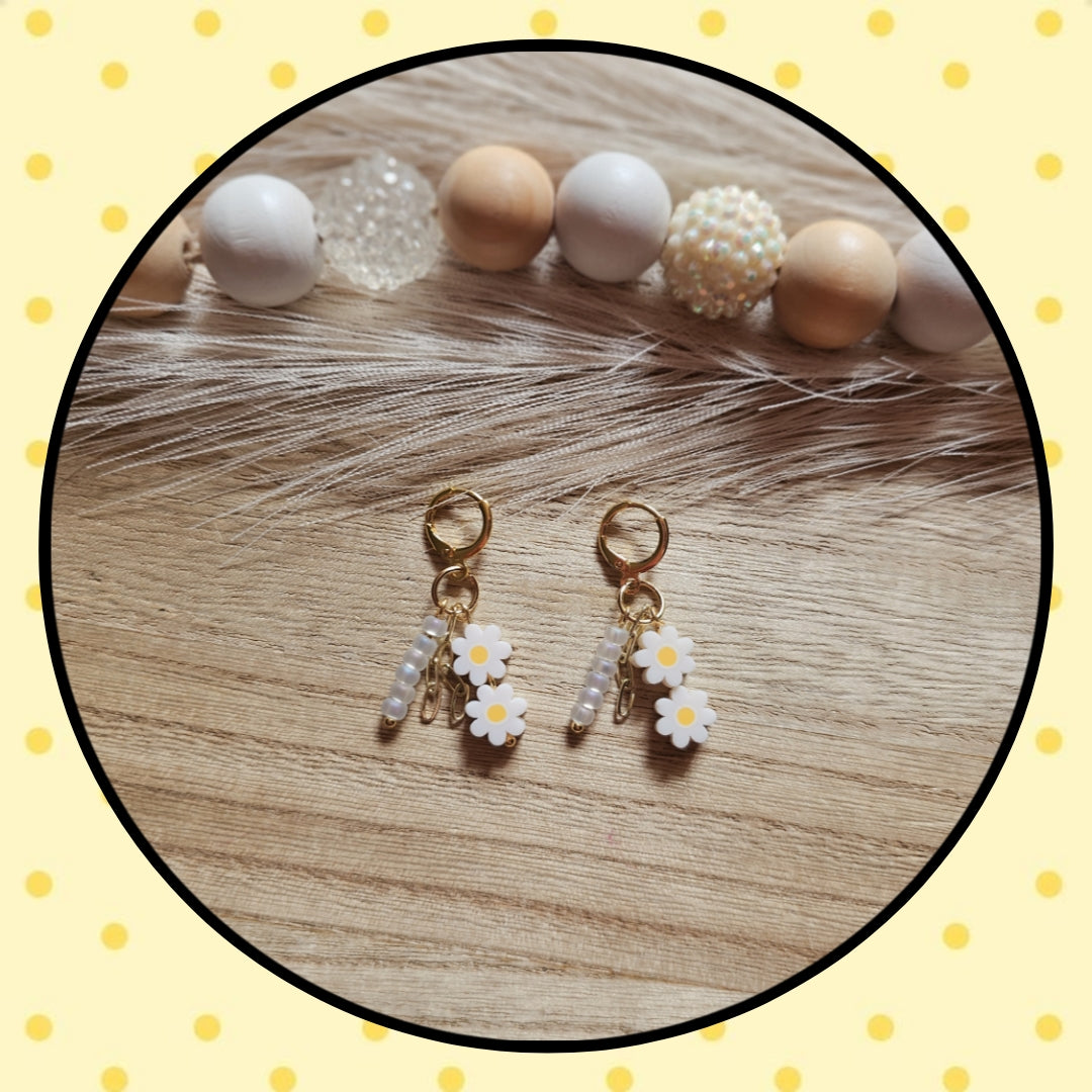 Beaded Daisy Huggies