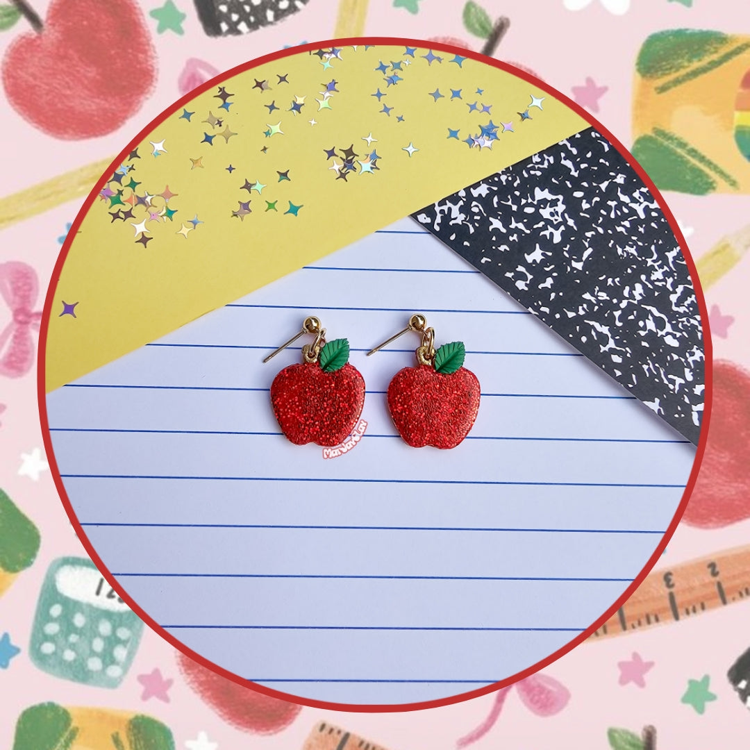 Glitter Apple Dangles