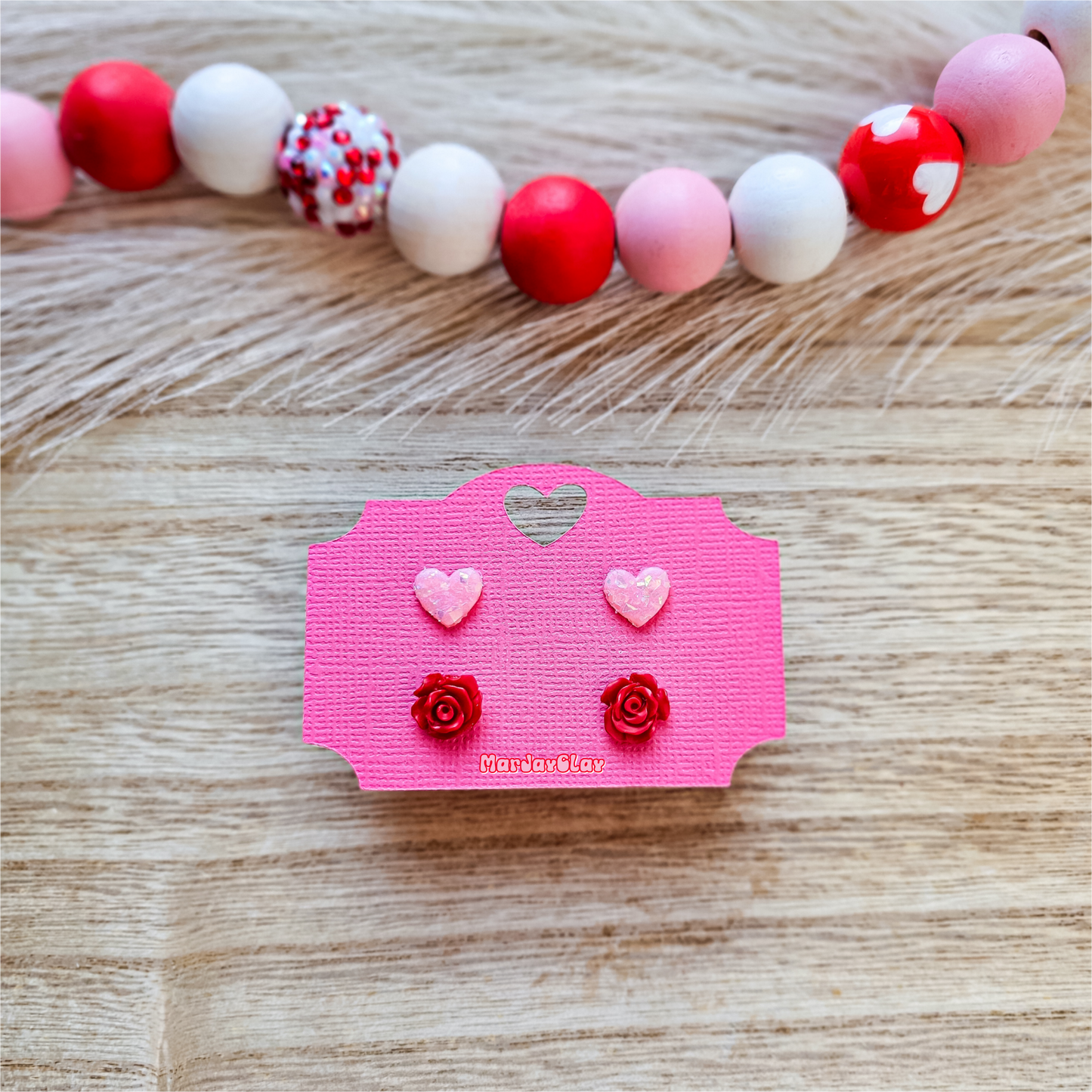 Faux Pink Opal + Rose Stud Pack