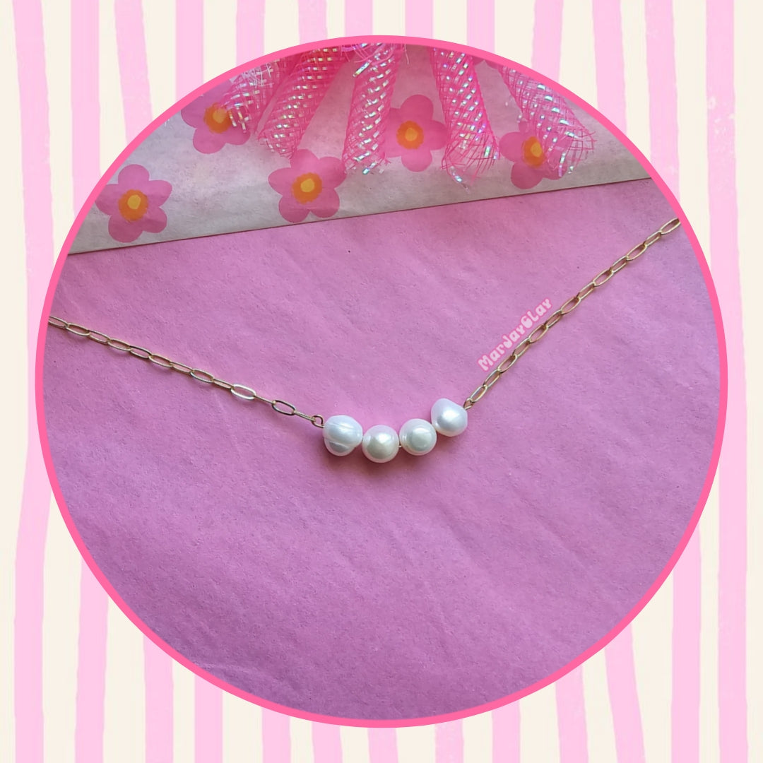 Freshwater Pearl Paperclip Chain Necklace