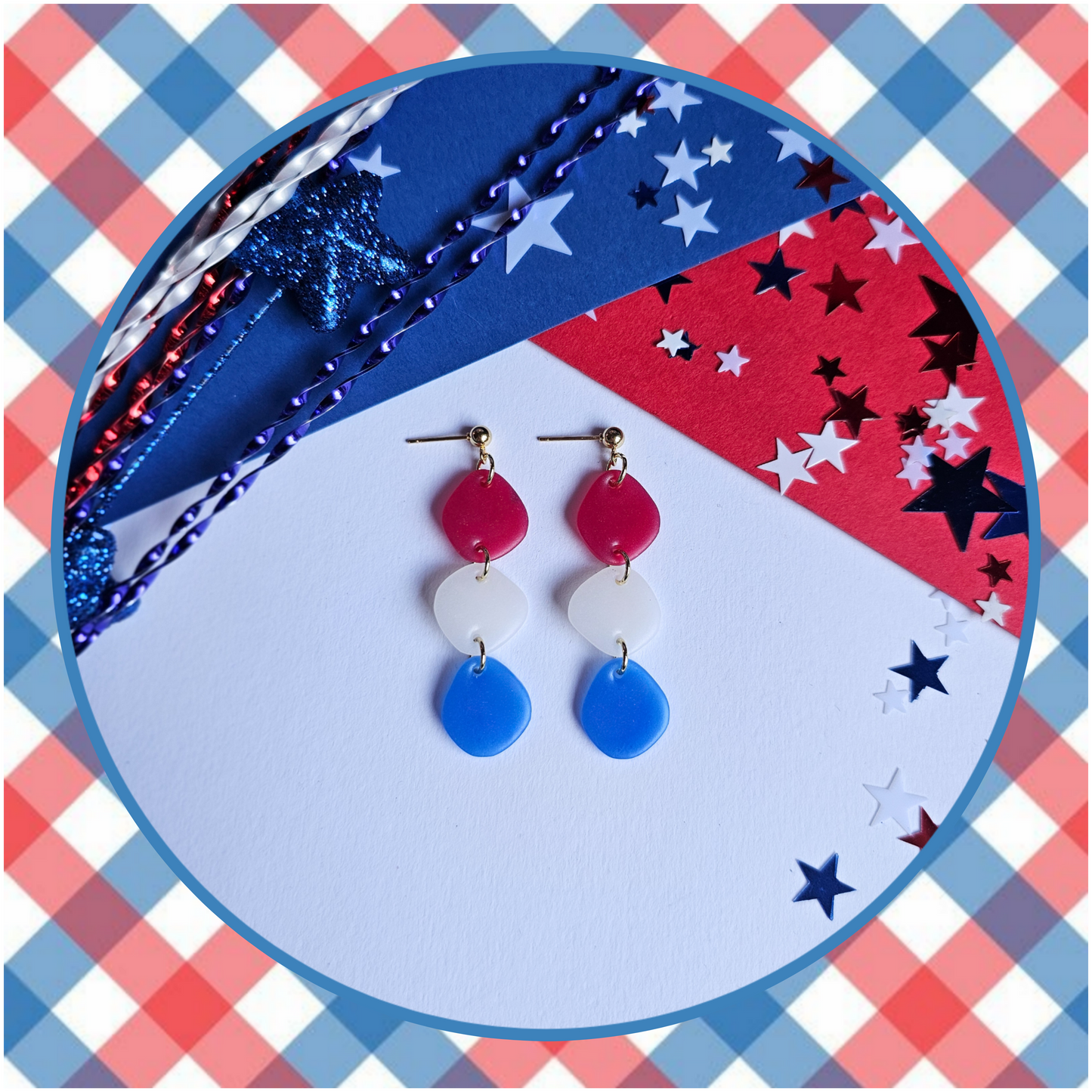 RWB Faux Sea Glass Dangles