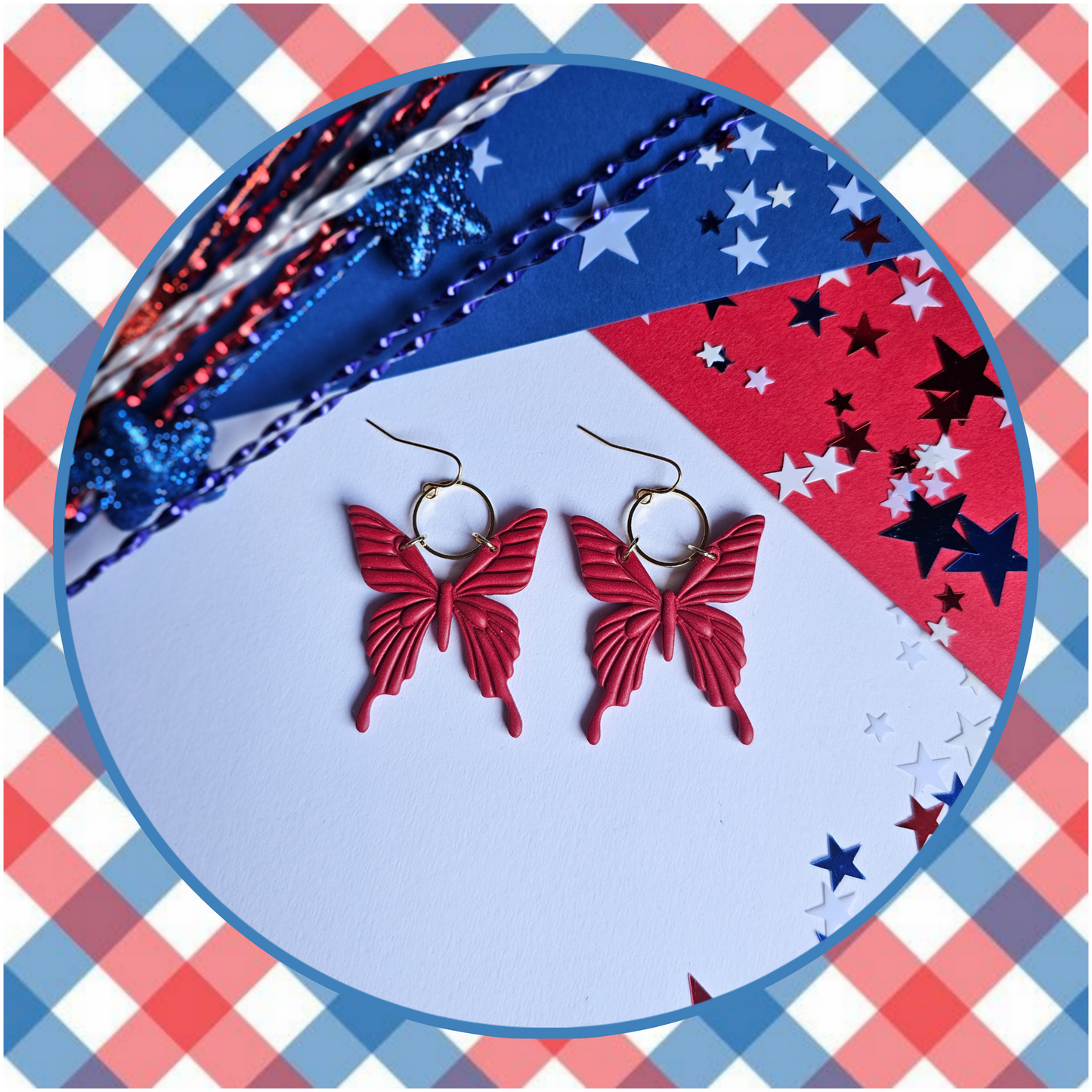 Deep Red Butterfly Dangles