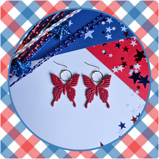 Deep Red Butterfly Dangles