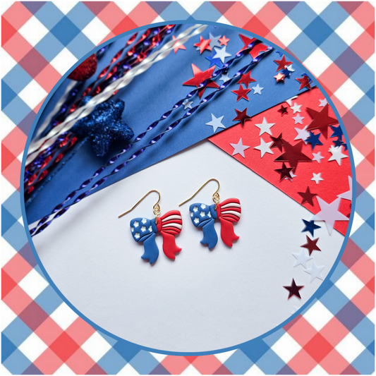 RWB Flag Bow Dangles