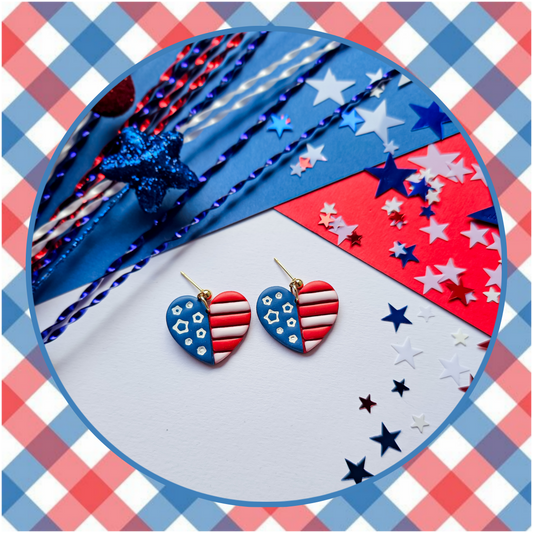 Flag Heart Dangles