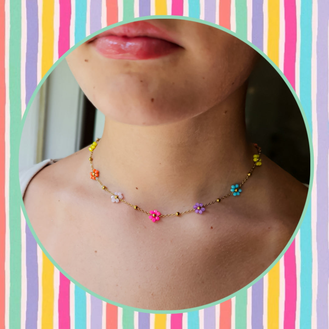 Colorful Beaded Flowers Chain