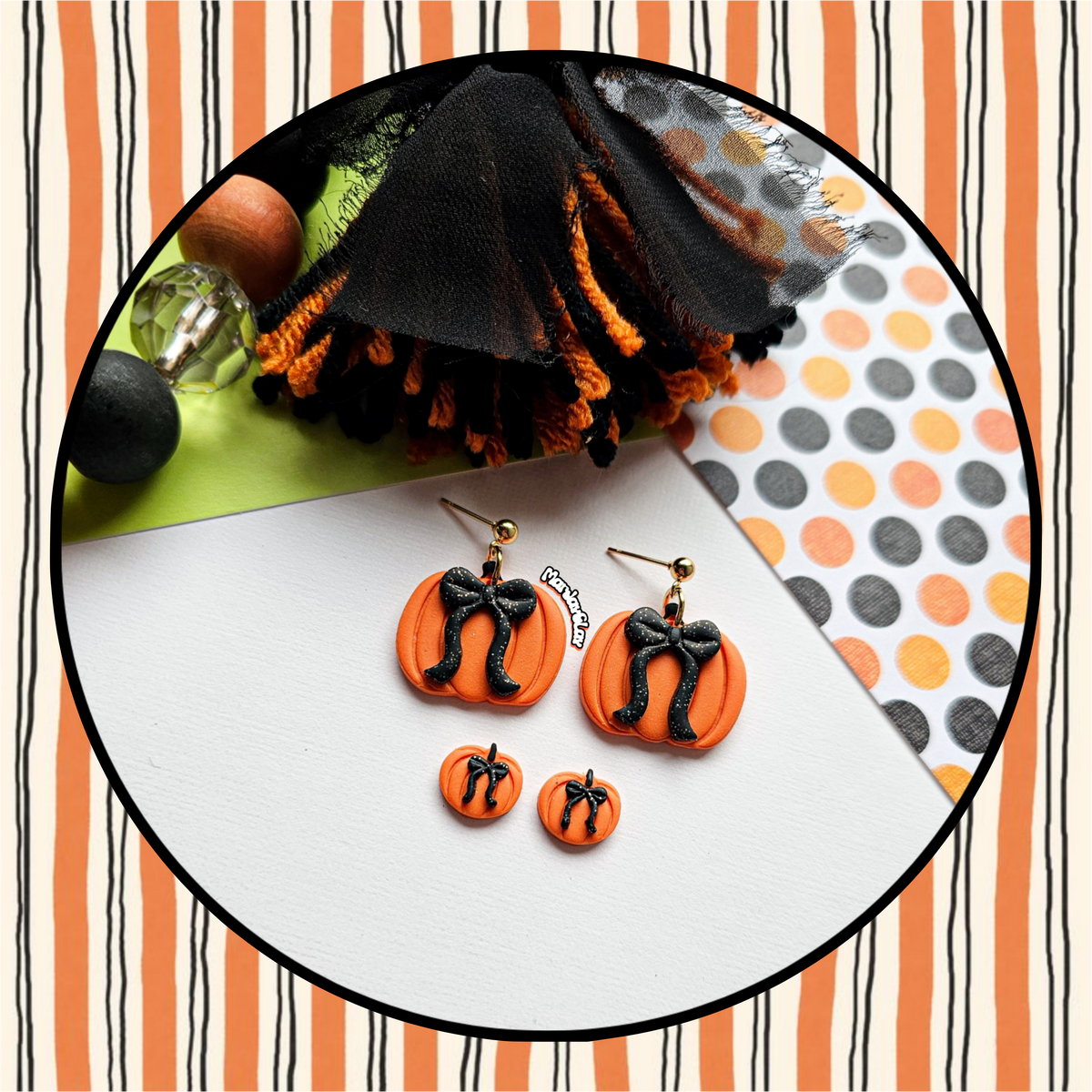 Pumpkins with Black Glitter Bows