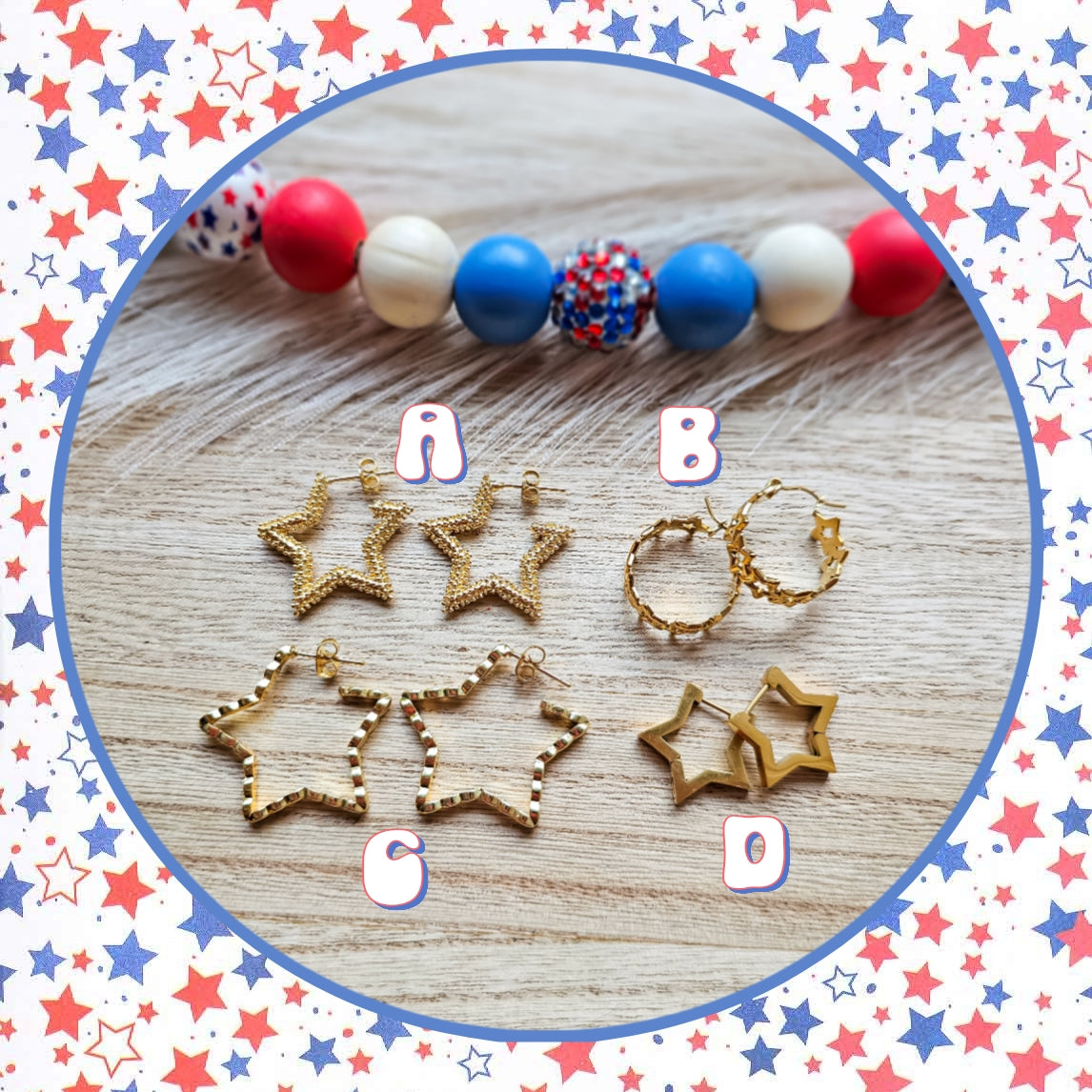 18k Gold Plated Star Hoops