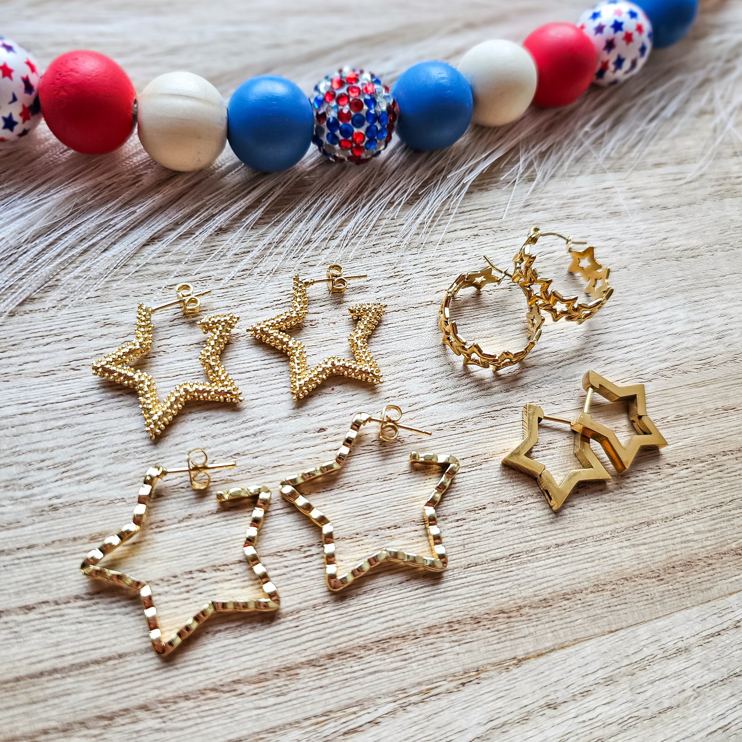 18k Gold Plated Star Hoops