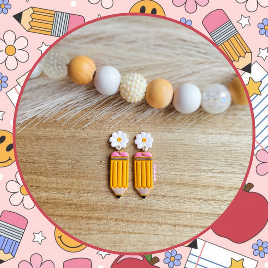 Pencil dangle w/ Flower Stud Topper