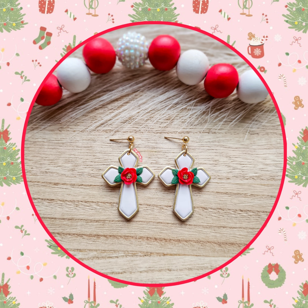 Floral Cross Dangles