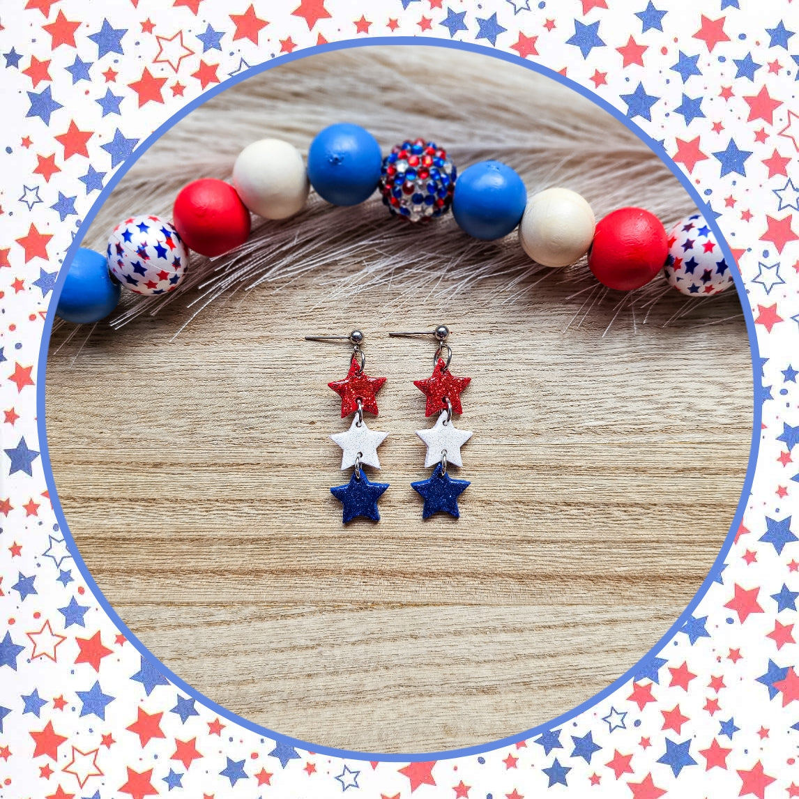 Tiered Glitter Stars Dangles