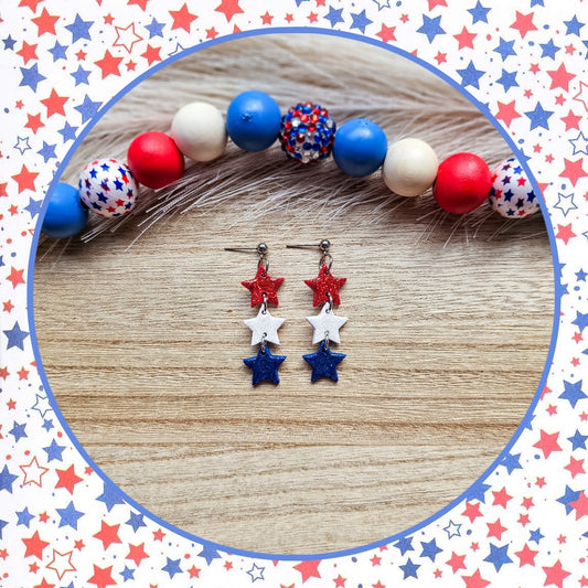 Tiered Glitter Stars Dangles