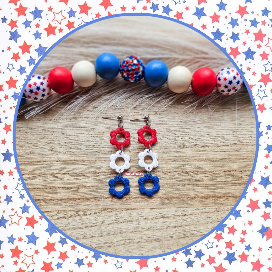 Tiered RWB Flower Dangles