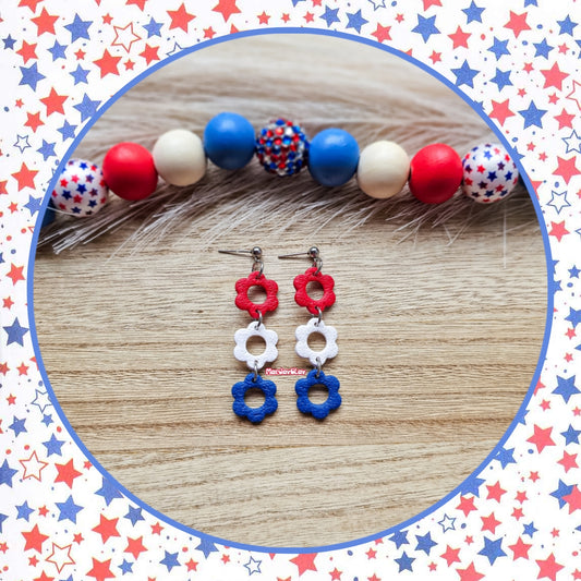 Tiered RWB Flower Dangles