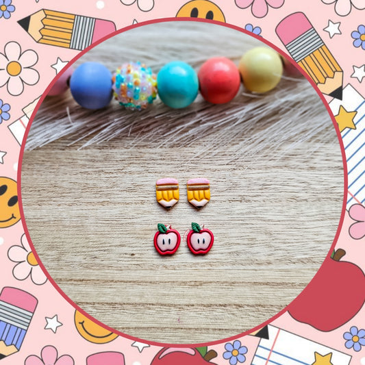 Pencil & Apple Studs