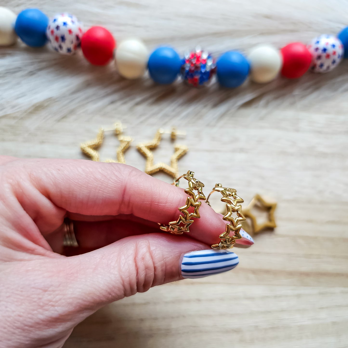 18k Gold Plated Star Hoops