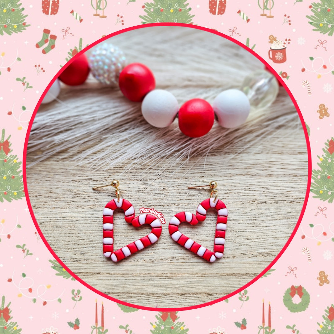 Candy Cane Heart Dangles
