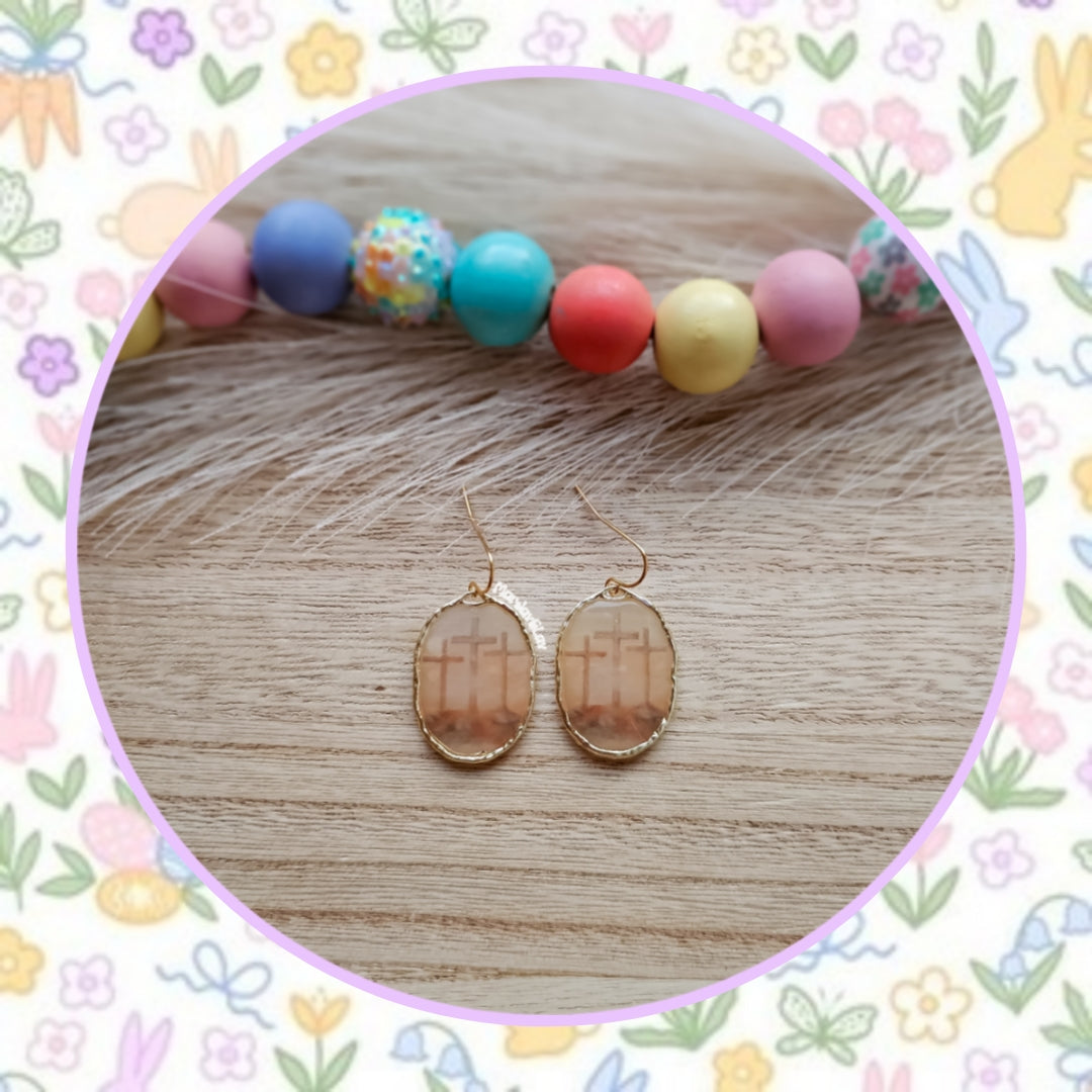 Translucent Cross Gold Frame Dangle