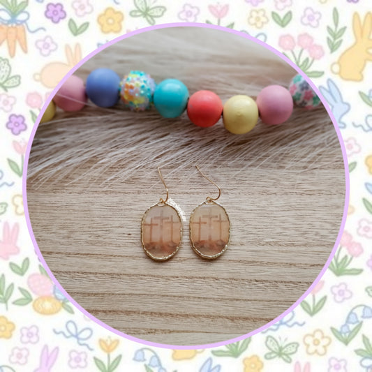 Translucent Cross Gold Frame Dangle